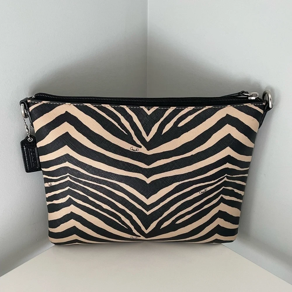 Coach Zebra Print Crossbody Bag - Black and Cream